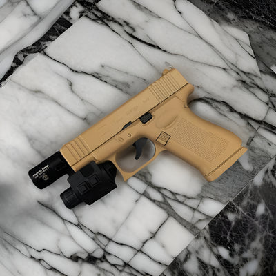 Sand-colored Glock 17 Gen 5 Torch Lighter with durable construction and a precision flame for every occasion. laser/light combo