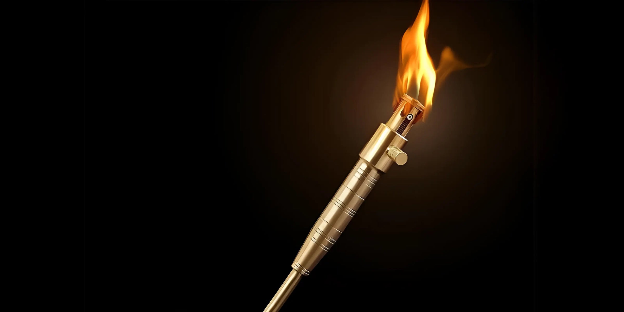 Unique gold torch lighter with soft flame and sleek refillable design, ideal for cigars and everyday use
