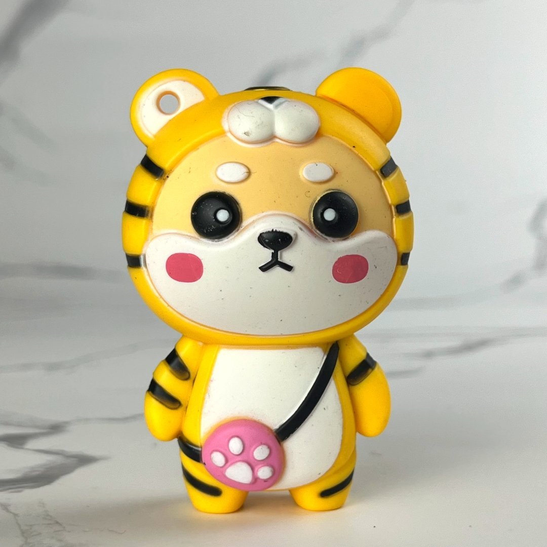 Yellow tiger outfit bear-shaped refillable lighter with adorable paw purse